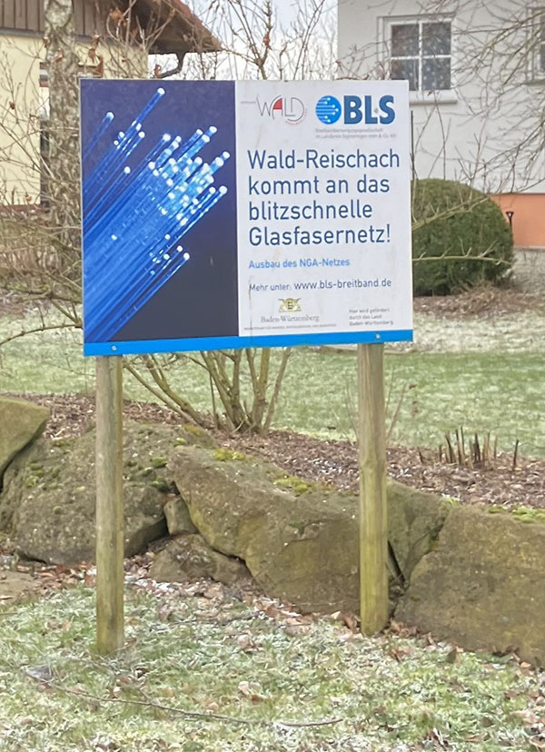 Bautafel zum Glasfaser Ausbau in Wald